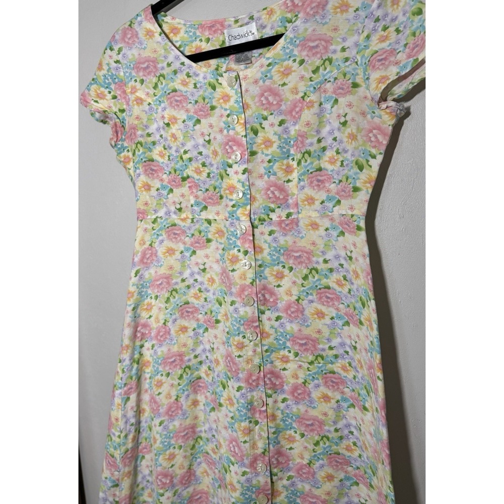 Vintage Chadwicks Fit & Flare Dress Women's Size 6 Petite Floral Cottagecore - Picture 3 of 7